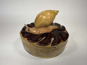 Hand Carved 3-D Wooden Puzzle Box With Snail On A Leaf. Adorable With W Box